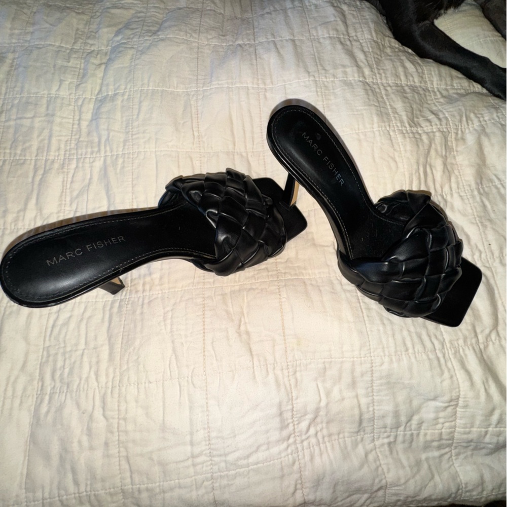Marc Fisher Black Braided Heels